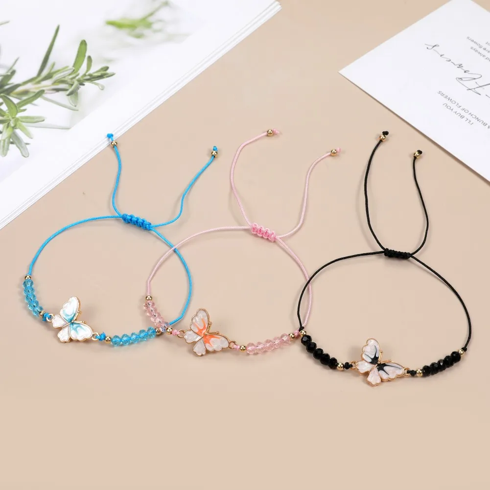 Cute Charm Jewelry Summer Beach Accessories Crystal Butterfly Bead Woven  Rope Necklace Women Kids Jewelry For Girls 2023 New - AliExpress