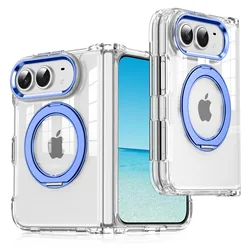 Revolutionary 360 Rotating Magnetic Kickstand Clear Phone Case with Shockproof Magsafe Compatibility - iPhone Ultra (LIGHT BLUE)