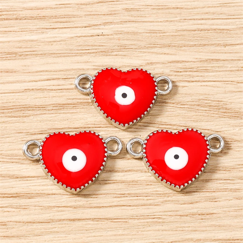 10 Stück 20 x 13 mm niedliche bunte Emaille-Liebesherz-Anhänger-Verbinder für die Schmuckherstellung, DIY-Halsketten, Armbänder, handgefertigte Bastelgeschenke – Detail 11