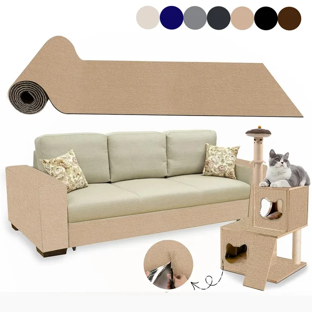 Cat Scratching Mat Self-Adhesive Trimmable DIY Cat Wall Climbing Carpet Cat Scratch Furniture Protector for Couch Wall Corner Cat Scratching Mat Self-Adhesive Trimmable DIY Cat Wall Climbing Carpet Cat Scratch Furniture Protector for Couch Wall Corner
