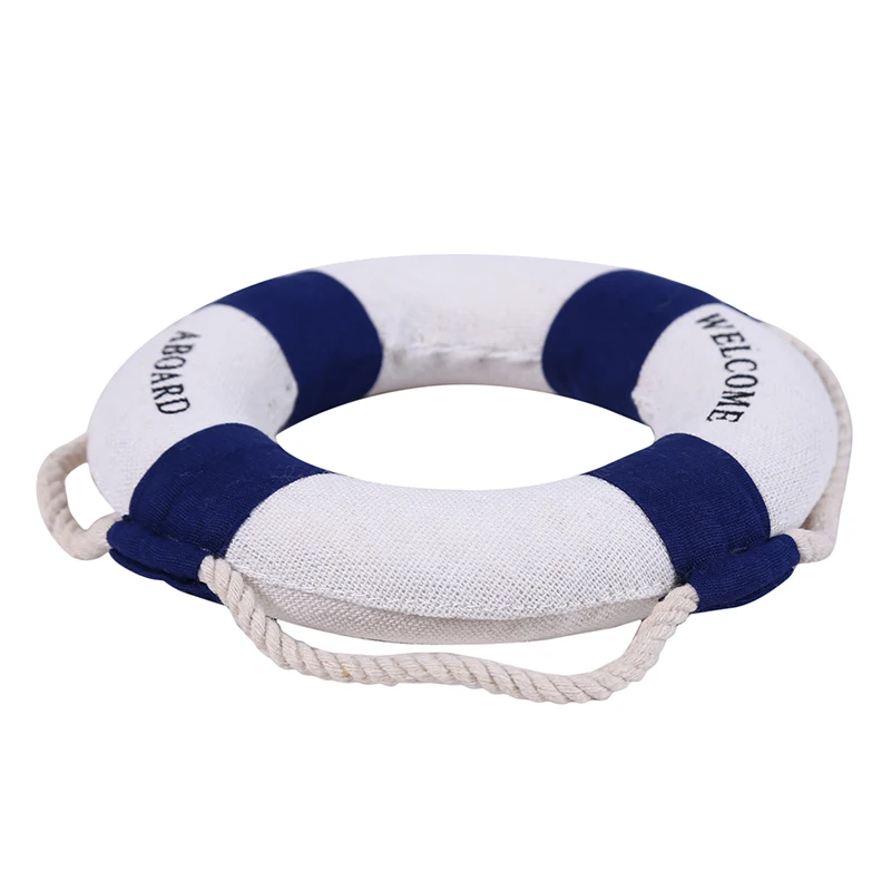 Mediterranean-Style Red and Blue Decorative Lifebuoy