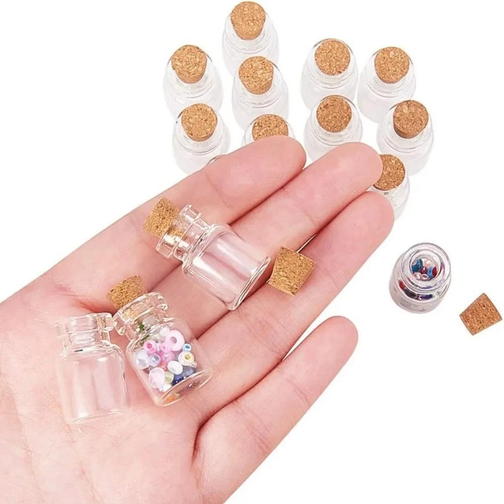 100/10Pcs Mini Glass Bottles with Cork DIY Transparent Empty Wishing Message Bottle Christmas Wedding Party Decor Accessories