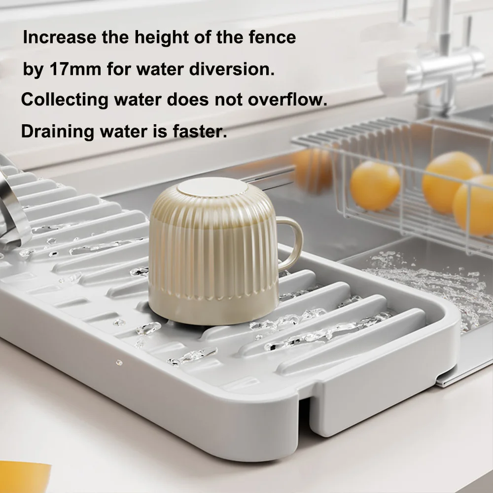 Silicone splash-proof water barrier strip | Kitchen sink narrow edge water-absorbing and draining pad (cuttable) A-DH