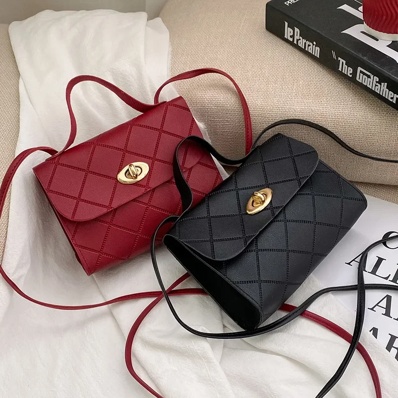 

Fashion Trend Simple Small Square Women's Bag New Crossbody Mini One Shoulder Bags Leather Handbags Mobile Phone Coin Purse Bags