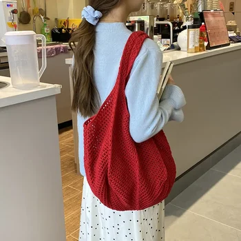 Borse a tracolla da donna Casual in paglia di vimini intrecciata da donna Borse fatte a mano Borsa a tracolla da donna da spiaggia estiva di grande capacità