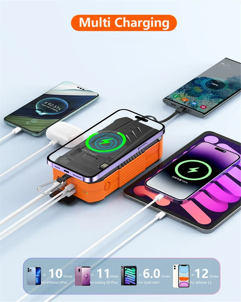 Hand Crank Solar Power Bank Wireless Fast Charger For Smartphones_voghion.com