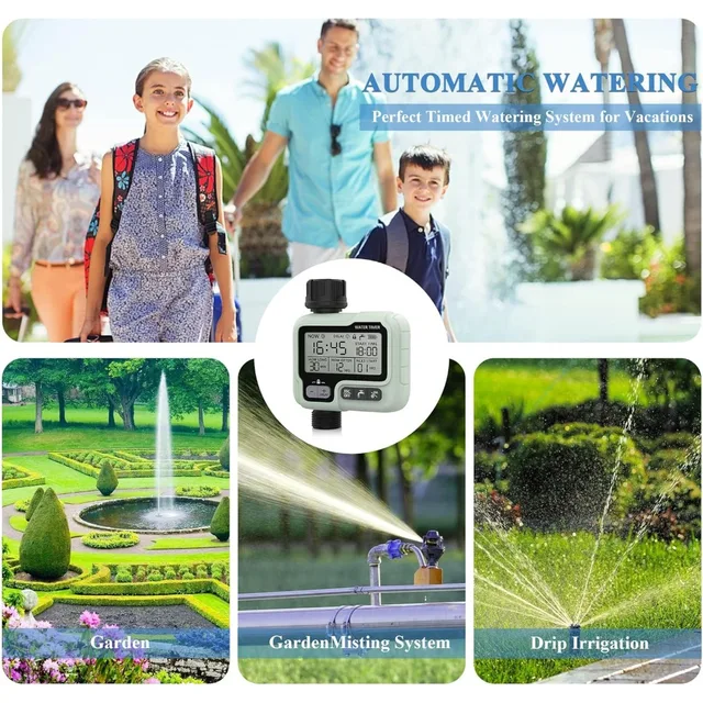 Smart Digital Water Timer for Outdoor Use Automatic Sprinkler & Hose Controller with LCD Display Garden/Lawn Irrigation Systems 6