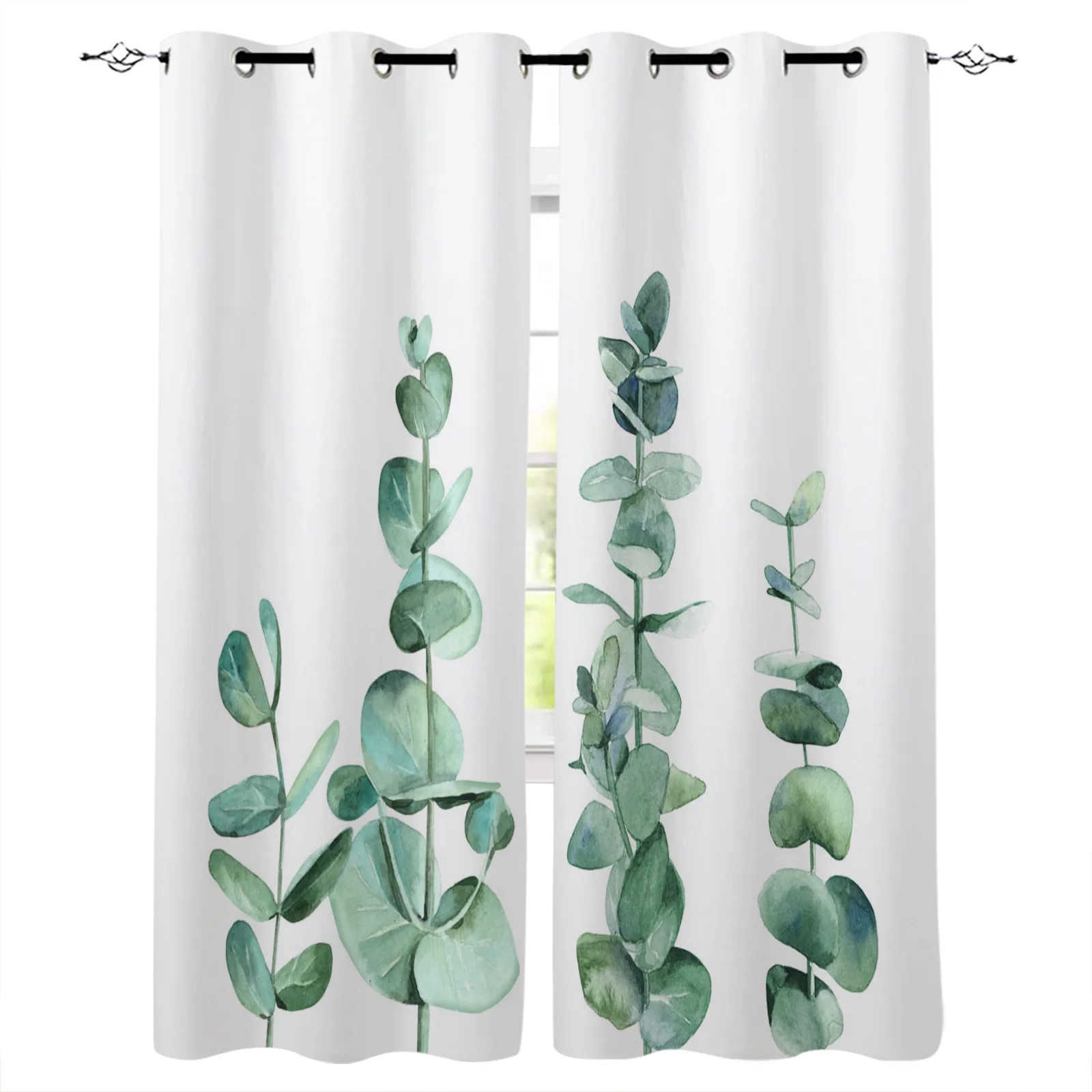 

Leaves Green Plant Blackout Curtains Window Curtains for Bedroom Living Room Decor Window Treatments