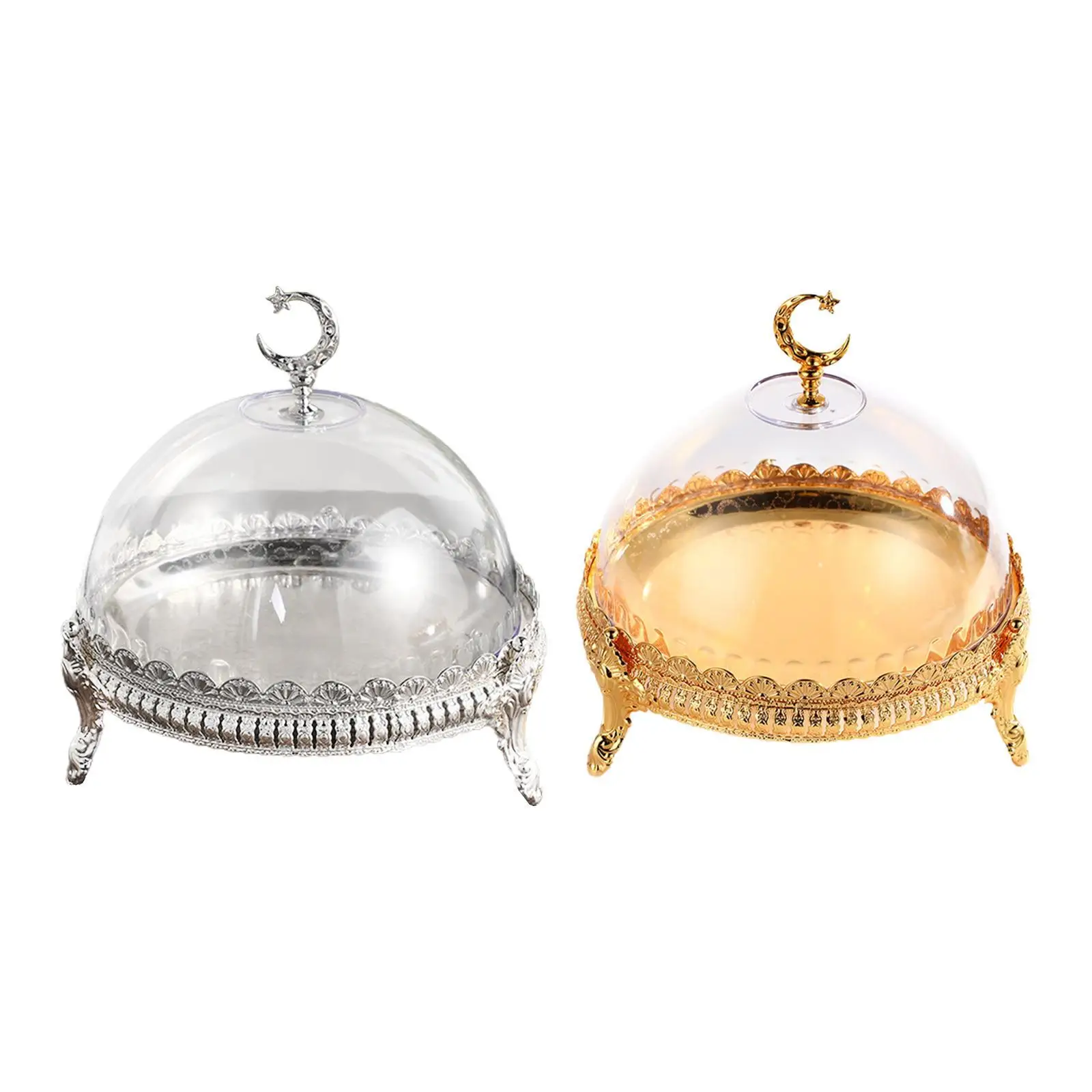 Cake Stand with Acrylic Dome Dried Fruit Fruit Dessert Plate Snack Decor Ramadan Tray Candy Dome for Wedding Parties Festivals 4