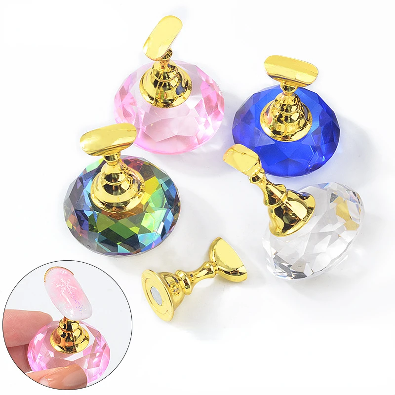 

Crystal Nail Art Practice Display Stand Checkerboard False Nail Holder UV Gel Polish Showing Shelf DIY Metal Alloy