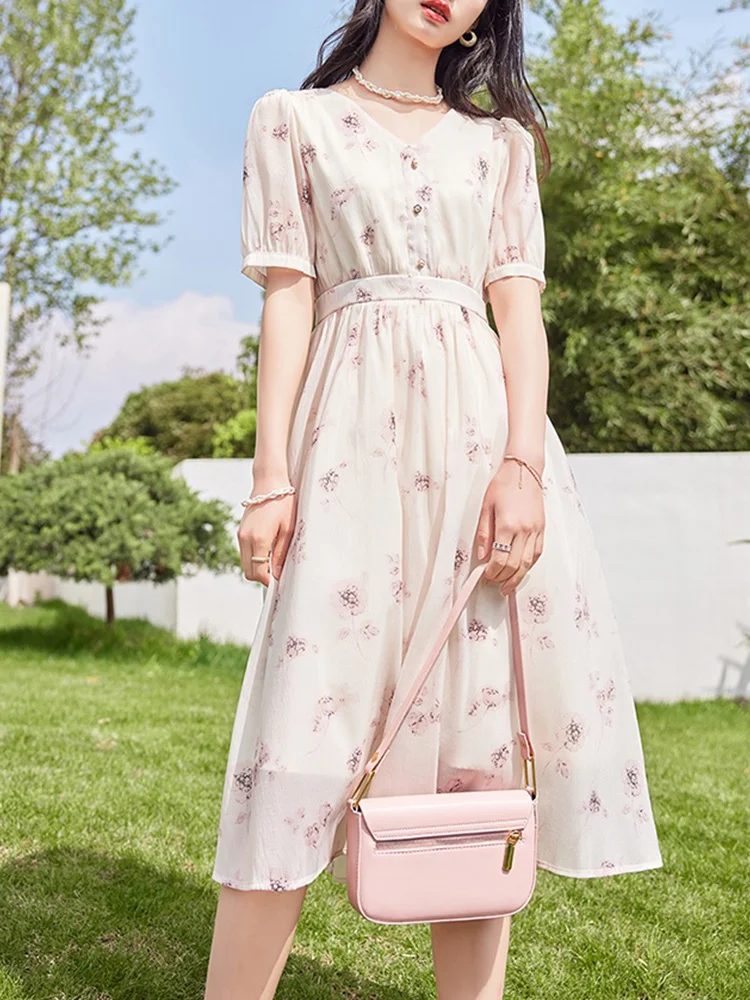 

Apricot Blossom Dress for Women 2023 Summer French Gentle How to Show Thin Skirt Texture and Advanced Sense