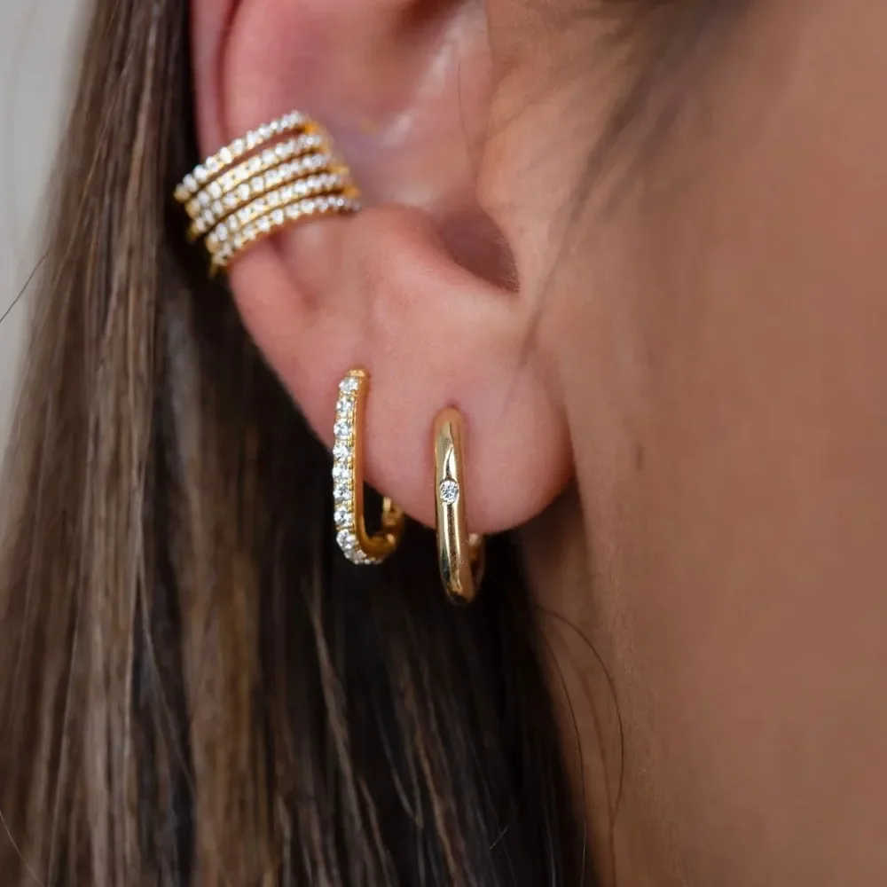 Mariasz Minimalist 1/3Pairs Dainty U-Shaped Stainless Steel Hoop Earrings for Women Gold Color with CZ Huggie Hoops Jewelry - Image 3