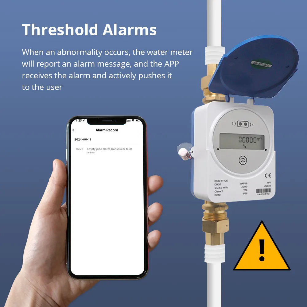 Water Meter Zigbee Smart Ultrasonic Water Meter LCD Display Water Quantity Flow Consumption Measurement IP68 DN15 DN20 DN25 Works with Tuya
