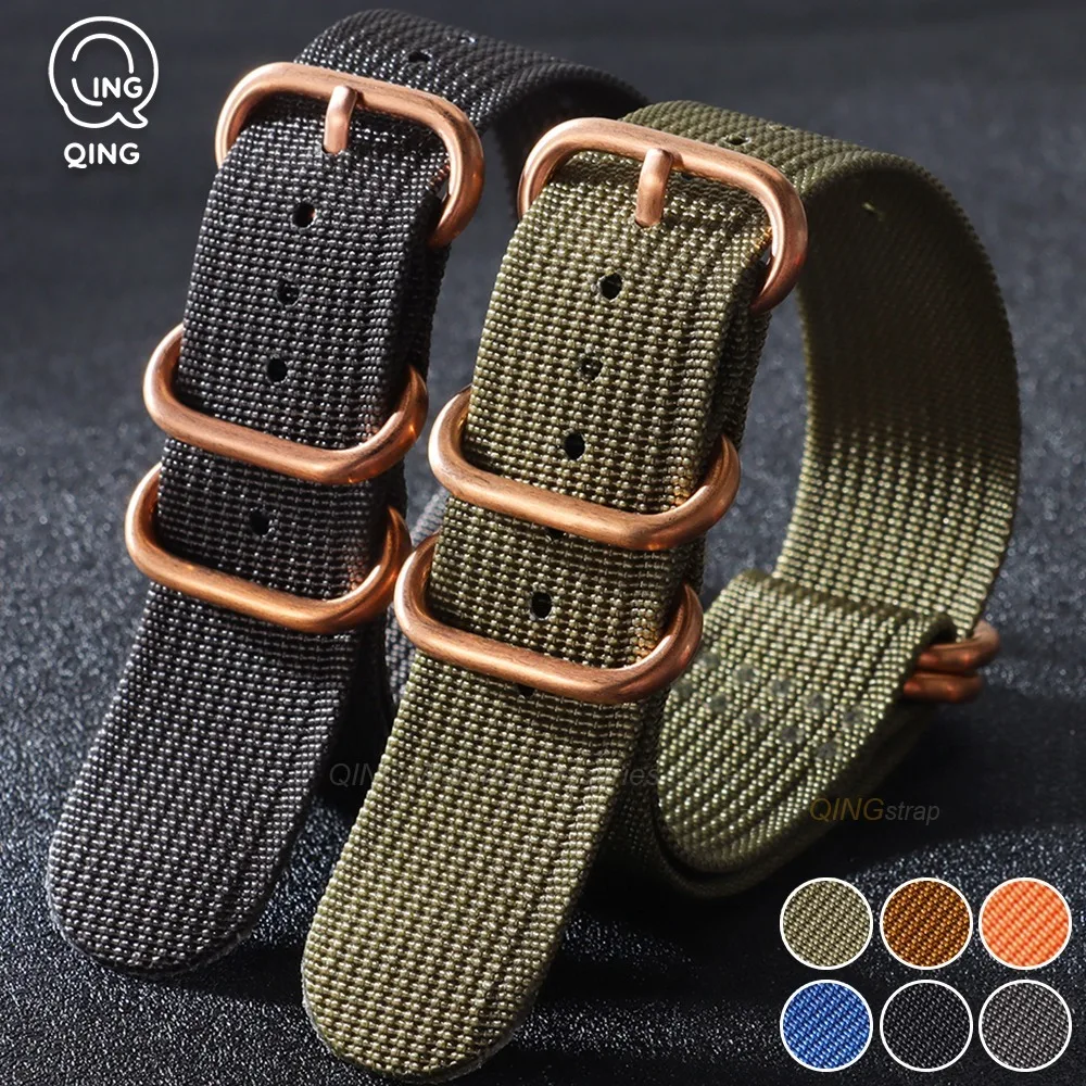 Rose Gold Buckle Woven Nylon Canvas Watch Band Strap Bracelet Accessories