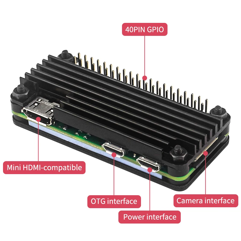 Raspberry Pi Zero 2 W Aluminum Cooler Case Armored Shell with Silicone Pad Passibe Cooling Heatsink for Pi Zero 2W W 1.3 — view 3
