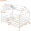 Full House Beds with Rails Wood Montessori Bed Frame Kids White Cabin Bed for Children Boys Girls Teens, Full Size 3