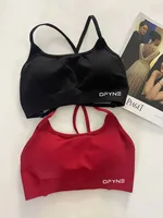 Dynamic Backless Sports Bra With Logo Women Seamless Yoga Top Bra Medium Support Padded Gym Crop Top Stretchy Fitness Sports Top 2