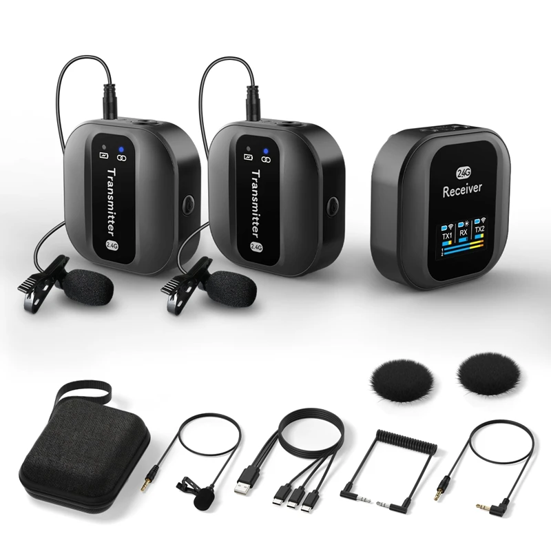 

2.4G Wireless Lavalier Microphone Noise Cancelling Audio Video Recording for iPhone/iPad/Android/Xiaomi/Samsung Live Game Mic