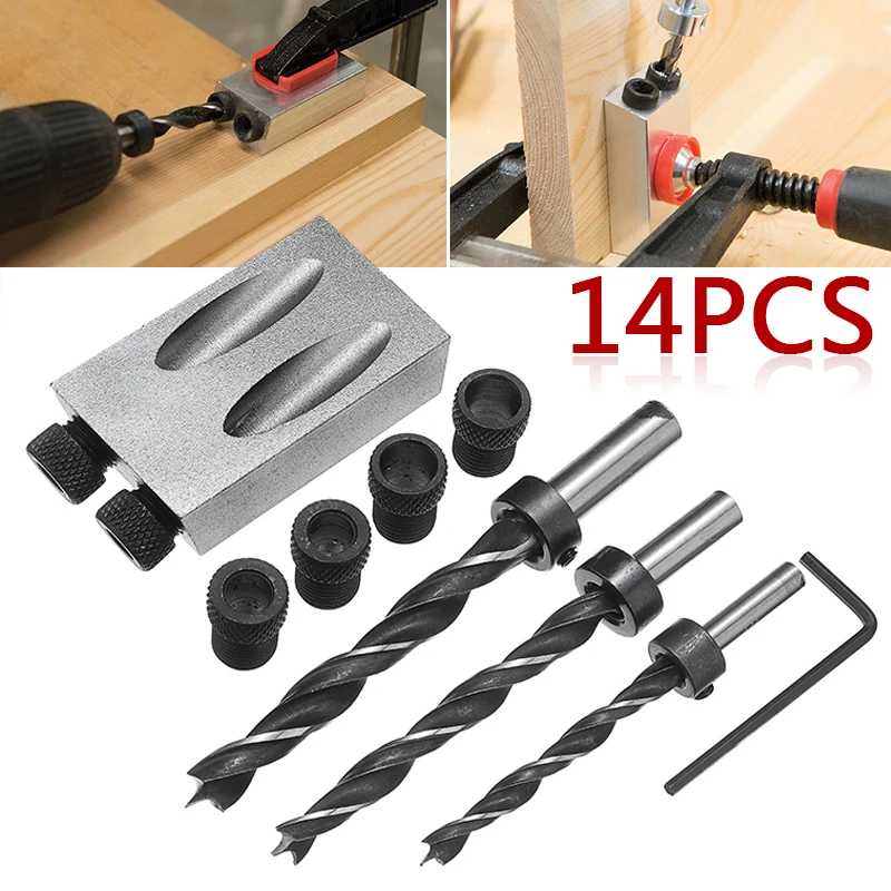 14pcs Pocket Hole Screw Jig Drilling Holes Locator Carpenters Work