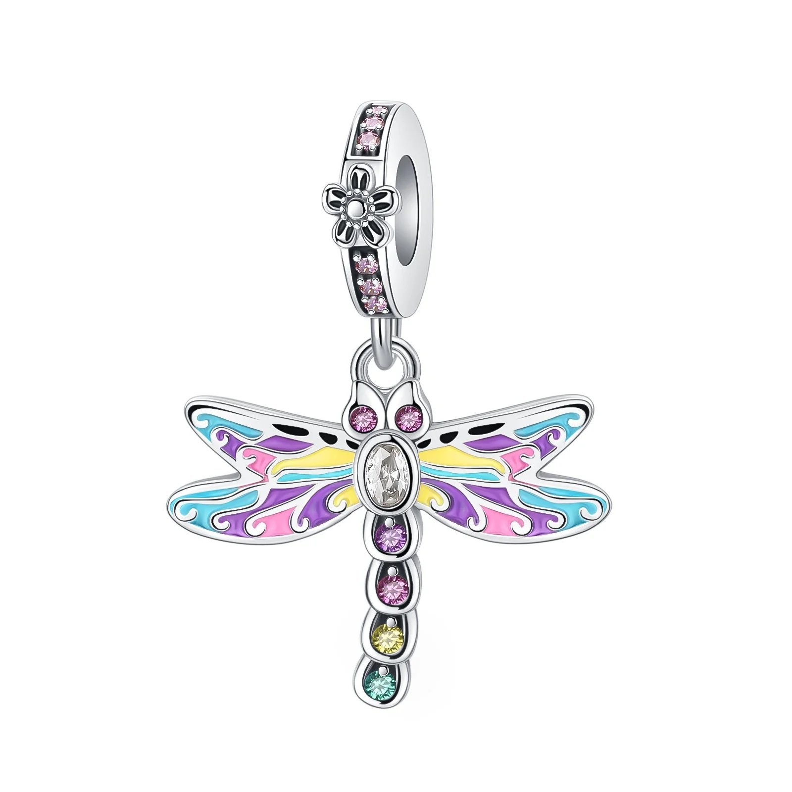 

925 Sterling Silver Pendant Colored Dragonfly Charms Fit Original Pandora Bracelet Charm Beads Necklace Diy Women Jewelry