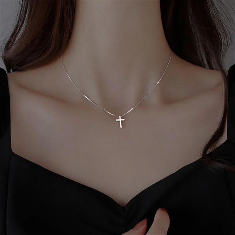 925 sterling silver cross pendant necklace for women