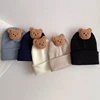 Korean Baby Autumn Winter Hat Cute Bear Knitted Warm Newborn Cap Infant Beanie Solid Color Baby Girl Boy Soft Crochet Hats 3