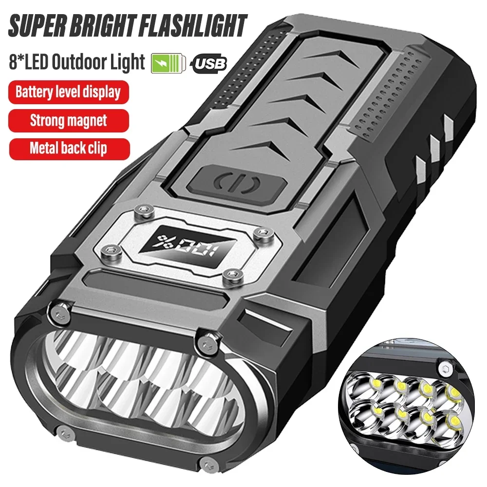 Linterna Recargable LED COB Portátil Con Enchufe Integrado