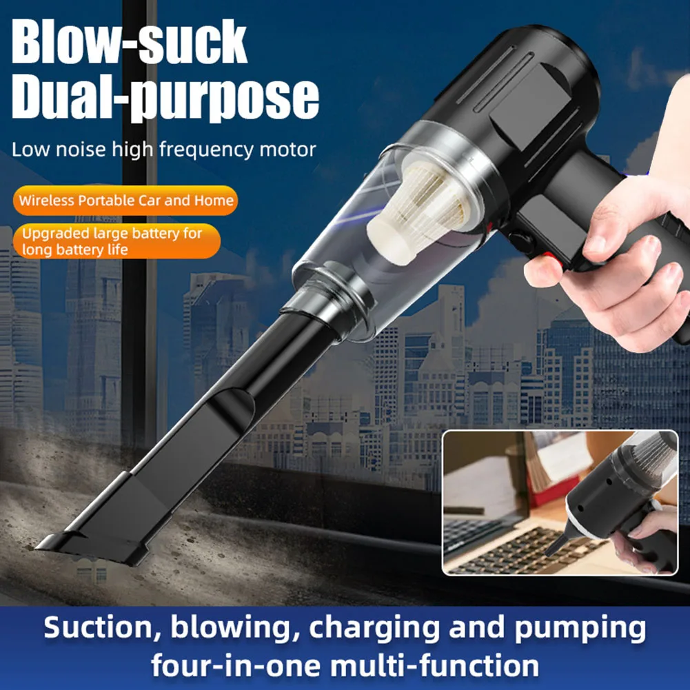 

Vehicle Rechargeable High Power Vacuum Cleaner With Strong Suction Cordless Dust Collector Equipped With A Brush And Nozzle,