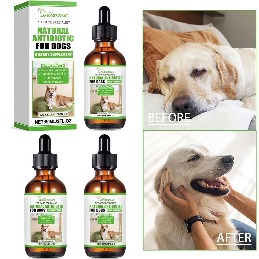 3Pcs Pet Dietary for Dogs Supplements Natural Antibiotic Nutritional Supplement Daily Nutrition Care Supplement Liquid for Pets