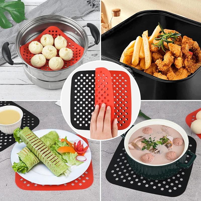 Premium Reusable Non-Stick Silicone Air Fryer Liners - Easy Clean Basket Inserts