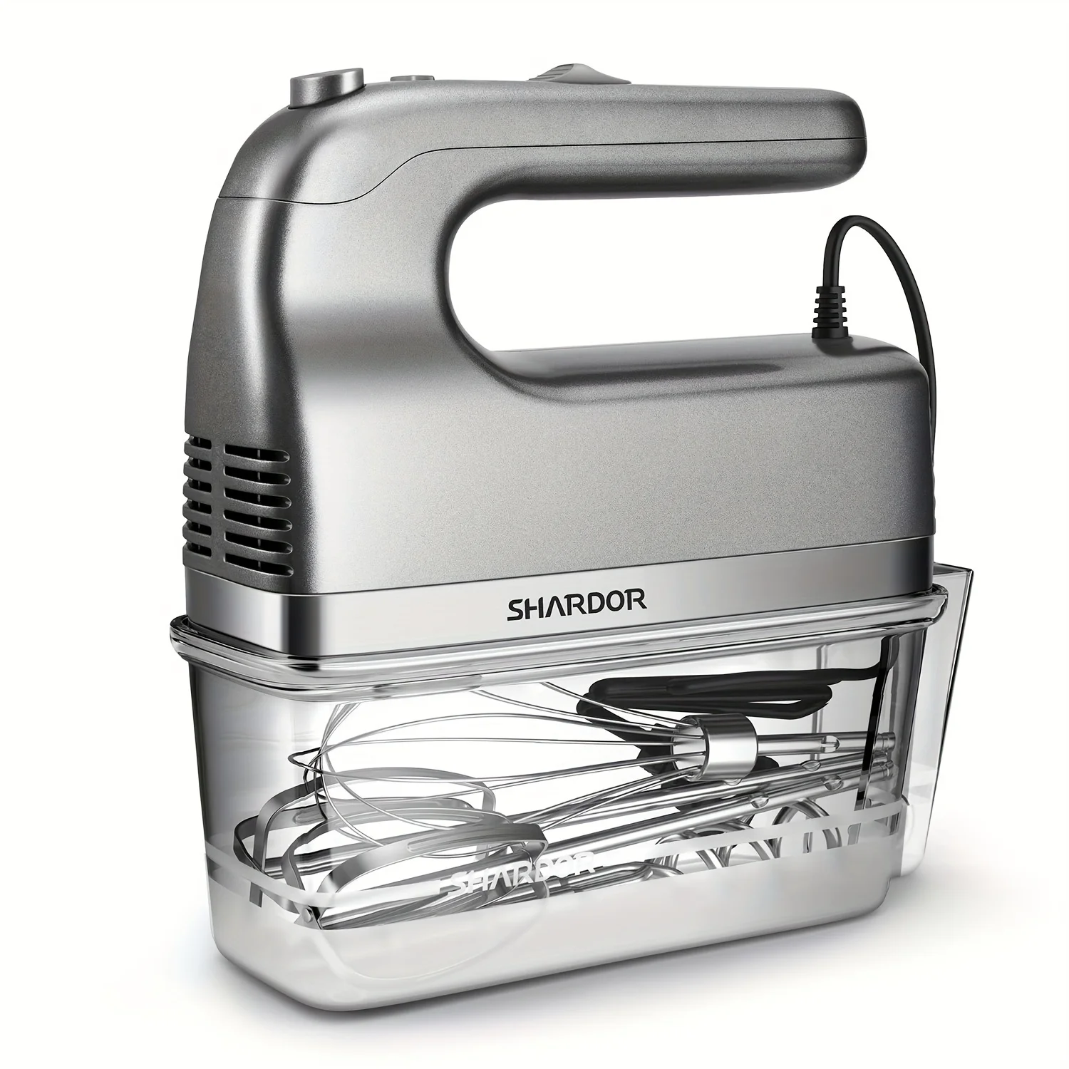 5-Speed Handheld Electric Mixer with Storage Case & Stainless Steel Attachments 1