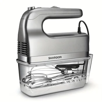 5-Speed Handheld Electric Mixer with Storage Case & Stainless Steel Attachments 1