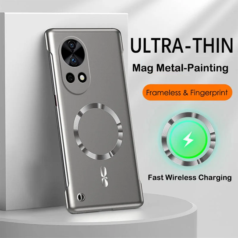 Sleek Magnetic Wireless Charging Metal Frame Hard Case