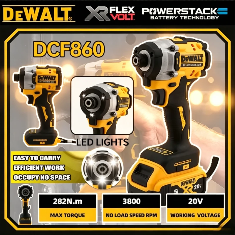 디월트 DCF860 무선 소형 드릴/드라이버 브러시리스 전동 드릴 스크루드라이버 충전식 전동 공구 업그레이드 버전