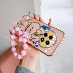 Dancing Butterfly Phone Case Set with Lanyard and Stand for Realme C75 4G (Pink)