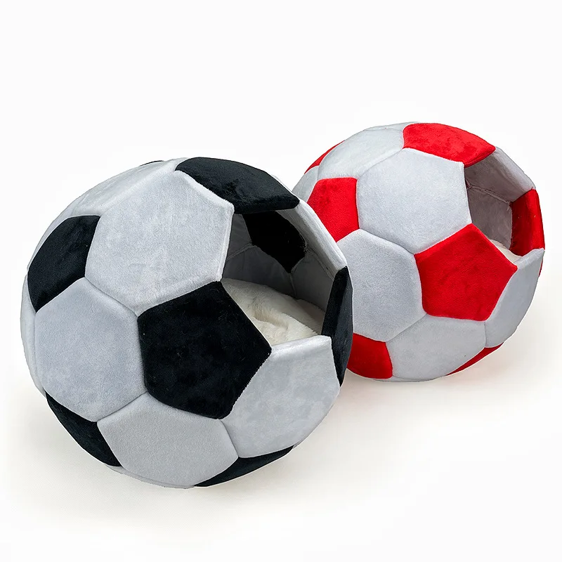 

Designer Football Funny Bed For Small Dogs Red Black Autumn Winter Pet Cat Puppies Animal Nest Sofa House Indoor With Cushion