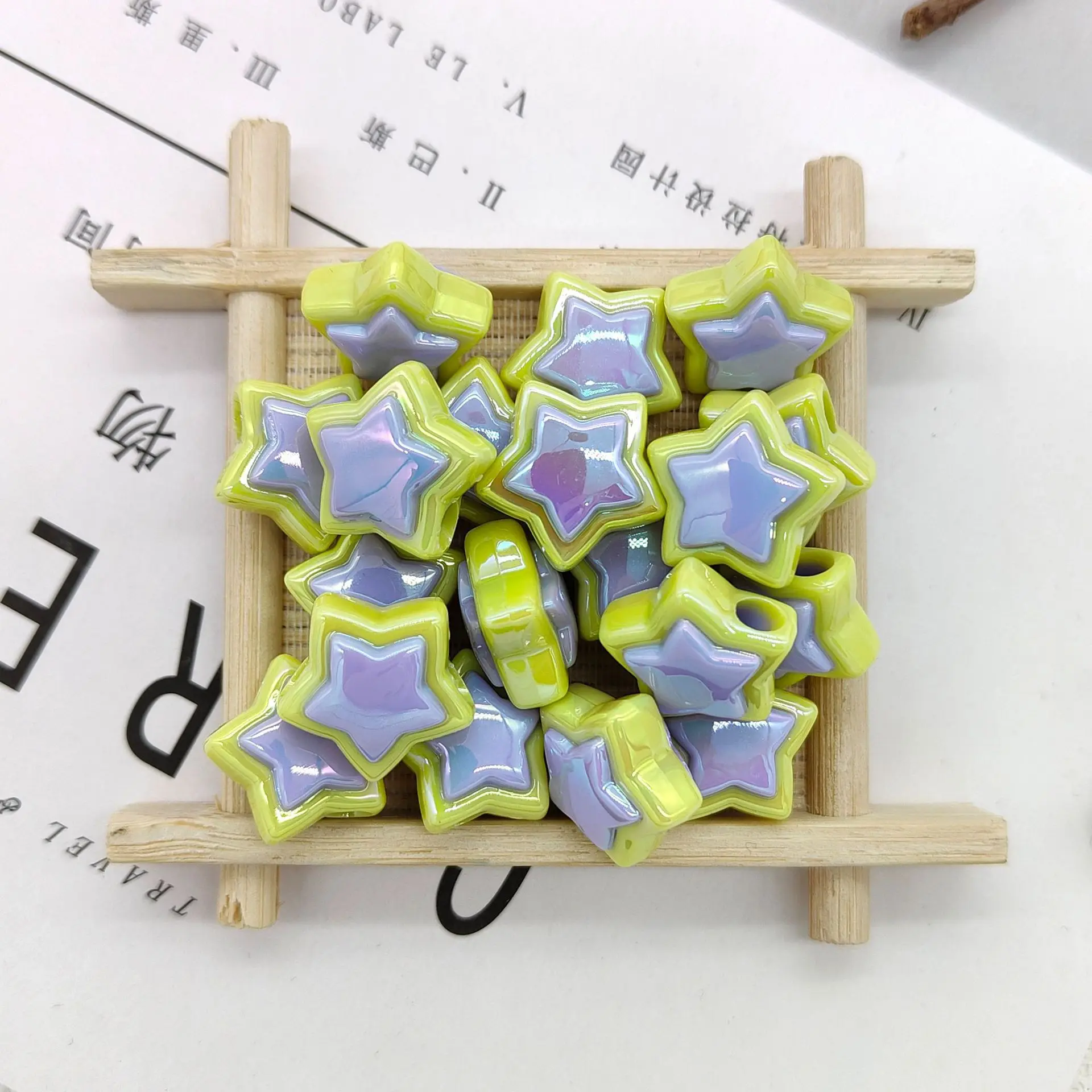 10 teile/los 18mm mehrfarbige UV-Farbe Stern Acryl Spacer Perlen für Schmuck machen Perlen Schmuck DIY handgemachte Schlüssel anhänger Zubehör – Detail 7