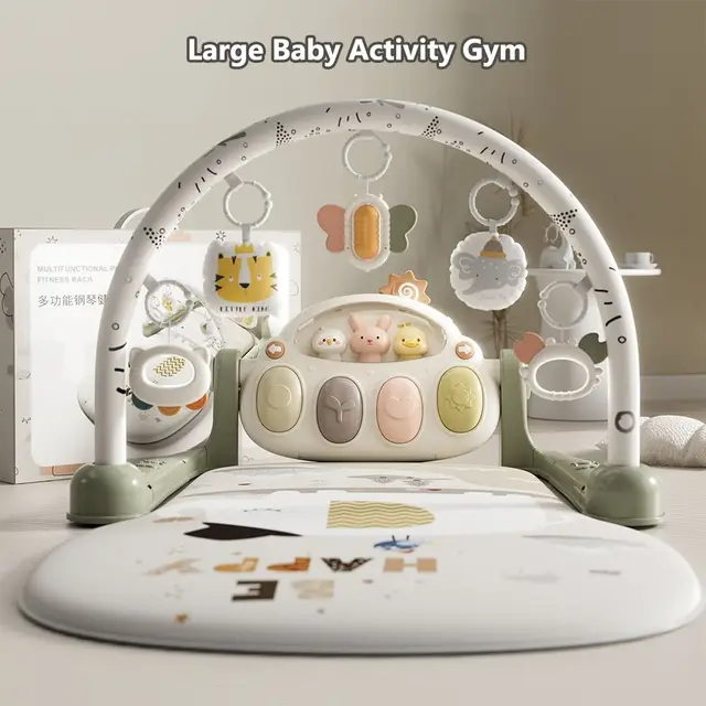 3-in-1 Baby Piano Play Gym Activity Center Music and Lights Crawling Mat Charging Multifunctional Early Learning Toy 3