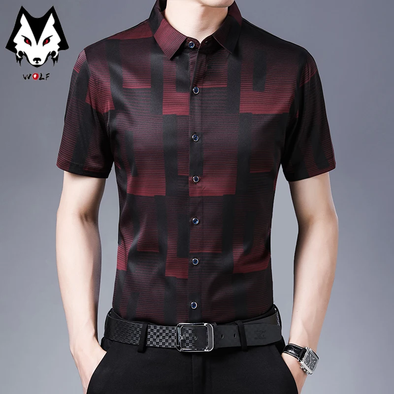 Spring/Summer Men's Striped Short Sleeve Shirts Men's Sleeves Slim Fit Casual Shirts