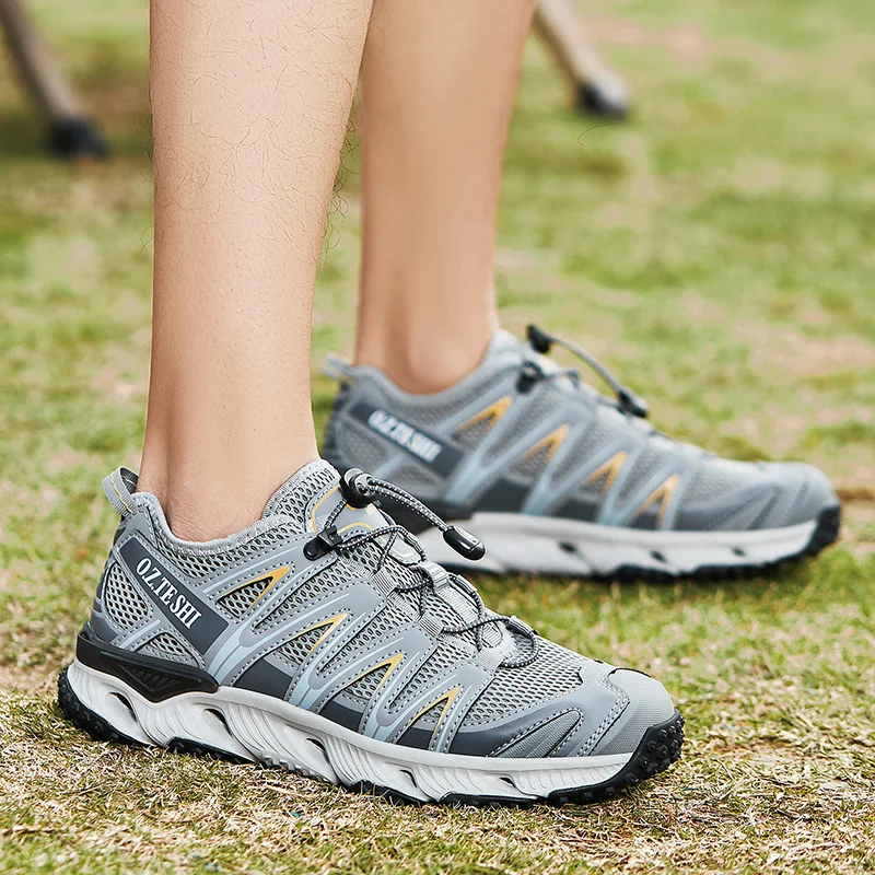 O.Z.TESHI Men Outdoor Trekking Wading Aqua Shoes Breathable Mesh Quick drying Fly Fishing Shoes