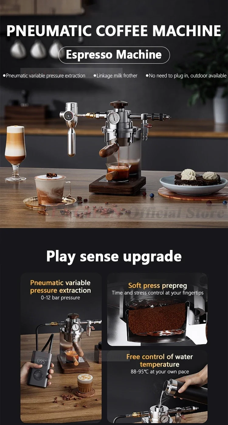 HomeWise Pneumatic Coffee Machine Household Manual Variable Pressure Coffee Maker Espresso Coffee Maker with 58mm portafilter 3