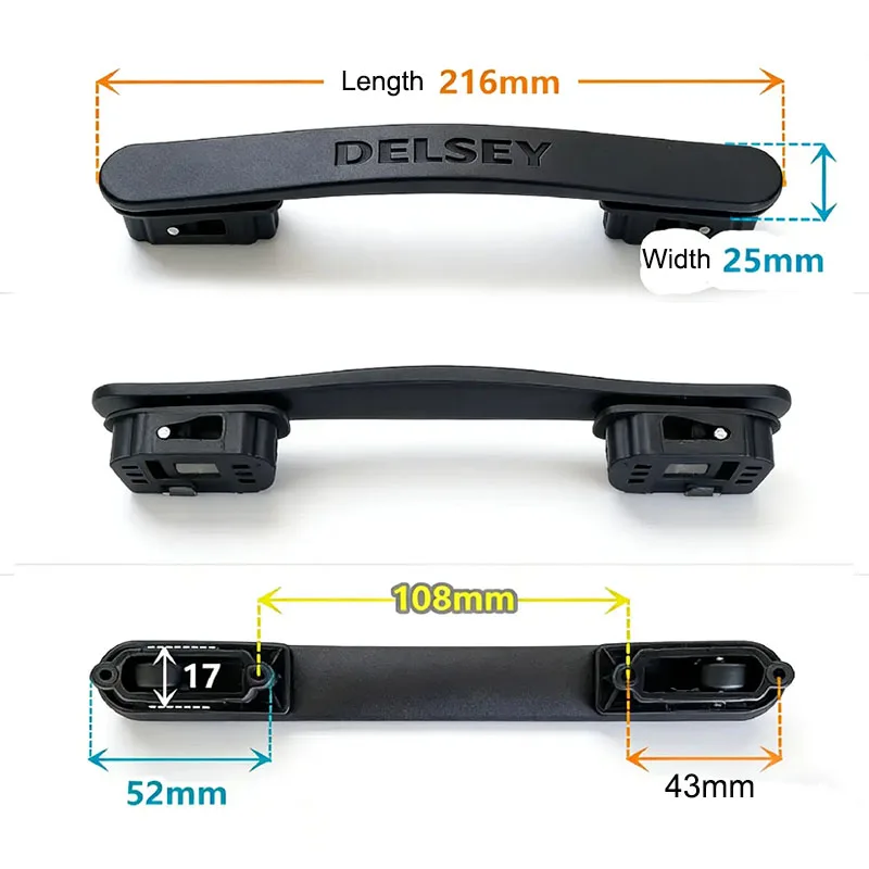 Durable Delsey Luggage Handle Replacement with Screws Carry Grip for Travel Suitcase Trolley Case Box