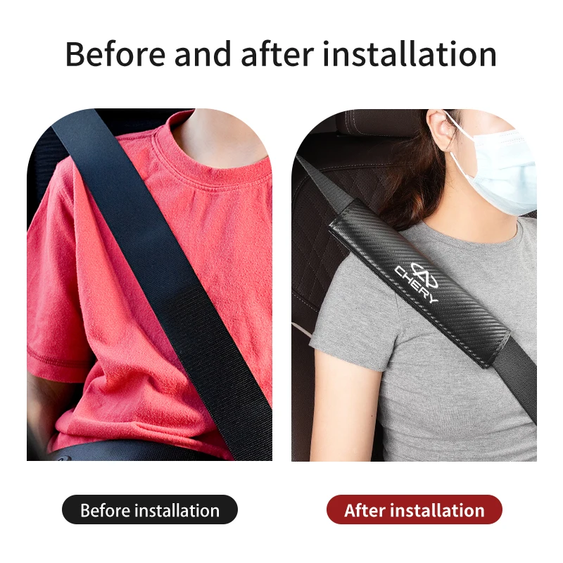 Car Shoulder Cover Cushion Carbon Fiber Seat Belt Pads Protection Interior Accessories For Chery Fulwin QQ Tiggo