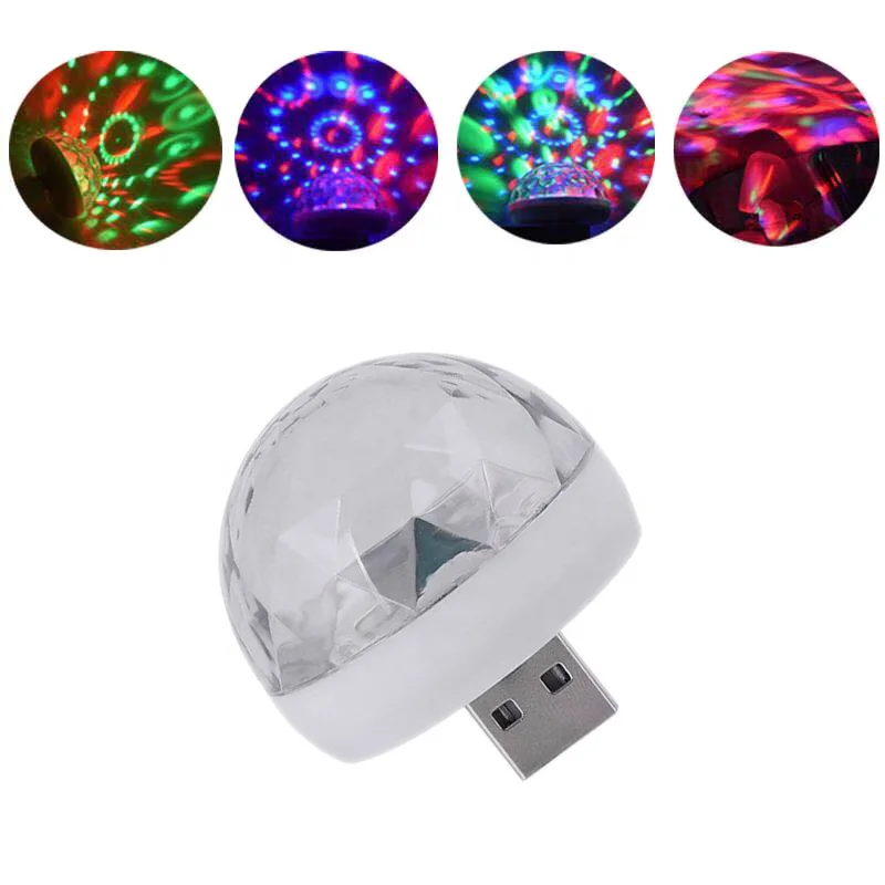 Led Car Atmosphere Light Mini Usb Portable Family Colorful Bar Club Stage Effect Mobile Rgb Music Dj Disco Ball Lamp Home Party