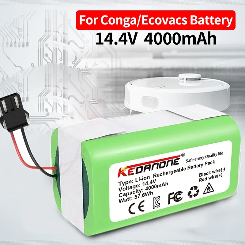 

14.4V 4.0Ah Li-ion battery for Cecotec Conga Excellence 950 990 1090 Ecovacs Deebot DN621 601/605 Eufy RoboVac 35C Panda i7 V710