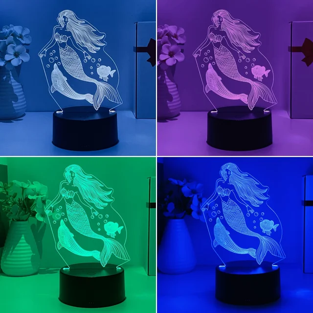 Luce Notturna LED A Sirena 3D - Alimentazione USB/Batteria, Decorazione Per Camera E Feste