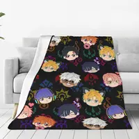 Obey Me - Demon Brothers Pattern Blanket Fleece Super Soft Sofa Throw Blankets For Couch Bedding Office Throws Bedspread Quilt 1