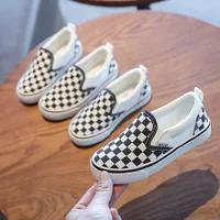 Children's Shoes One Foot Stirrup Children Canvas Shoes Summer Boys Shoes Plaid Plate Shoes Small Children Girls Baby Cloth Shoe