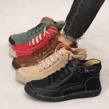 أحذية للرجال الربيع/الخريف اليدوية الجلود حذاء كاجوال موضة لينة السببية المشي أحذية رياضية تنفس المرأة حذاء من الجلد 3