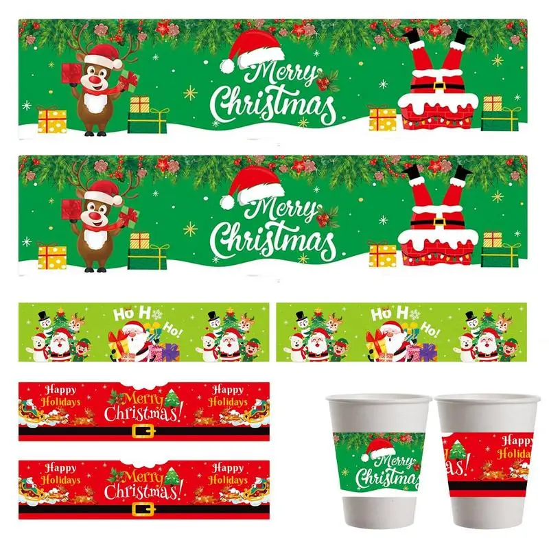

6pcs Christmas Water Bottle Labels Merry Christmas Water Bottle Stickers Wrappers Santa Tree Reindeer For Christmas Party Decor